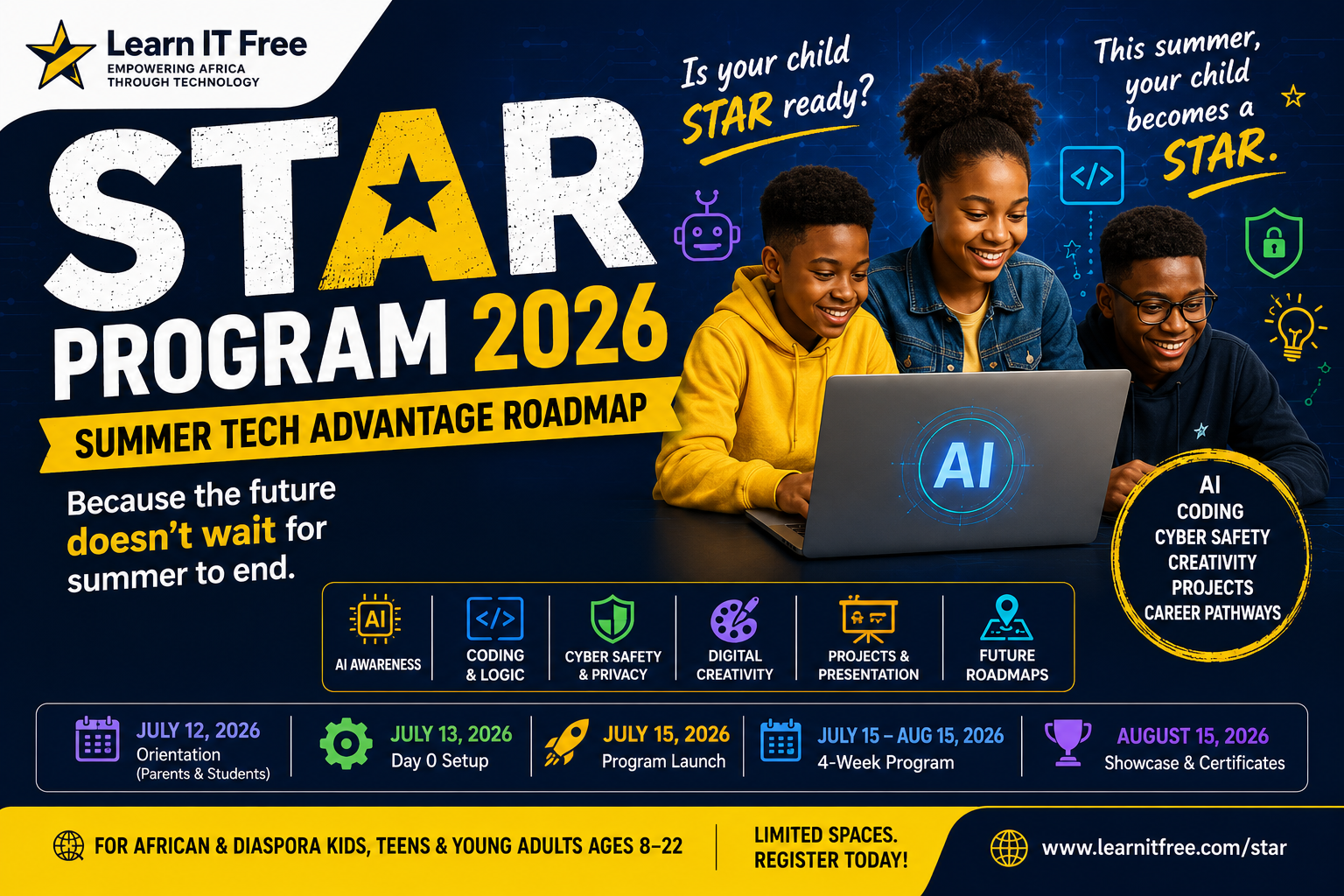 STAR Program 2026 students learning AI, coding, cyber safety, and digital creativity